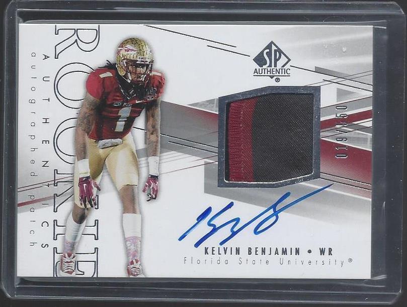 KELVIN BENJAMIN 2015 SP AUTHENTIC RPA 2 COLOR ROOKIE PATCH AUTO RC #D 19/550