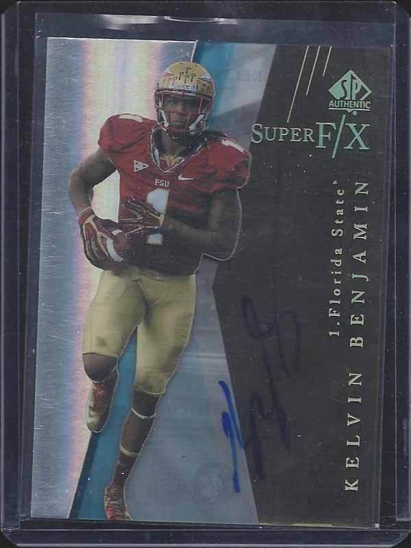 KELVIN BENJAMIN 2015 SP AUTHENTIC SUPER F/X GOLD ON CARD RARE ROOKIE AUTO RC #23