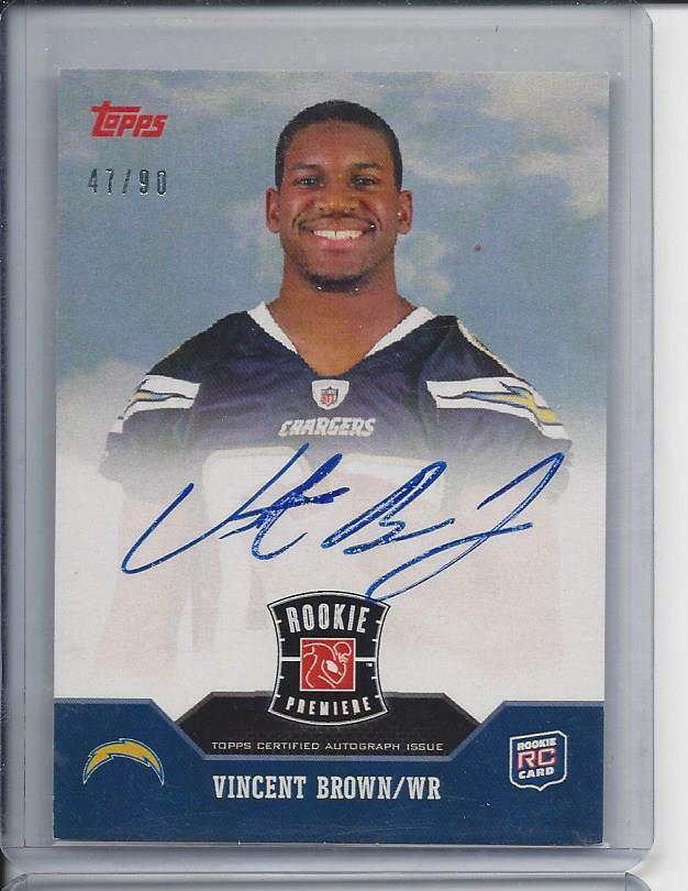 VINCENT BROWN 2011 TOPPS ROOKIE PREMIERE PHOTO SHOOT ON CARD AUTO RC #D 47/90