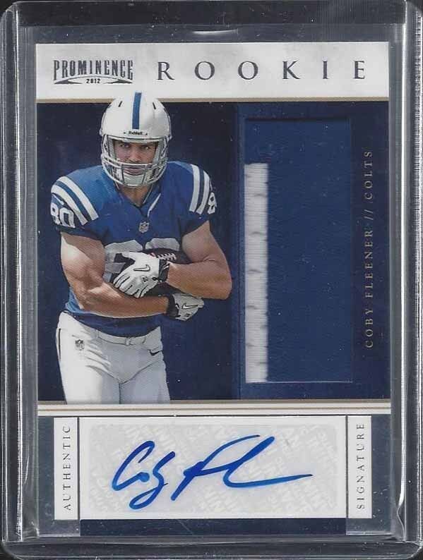 COBY FLEENER 2012 PROMINENCE JUMBO RPA ROOKIE 2 COLOR PATCH AUTO RC #D 102/175