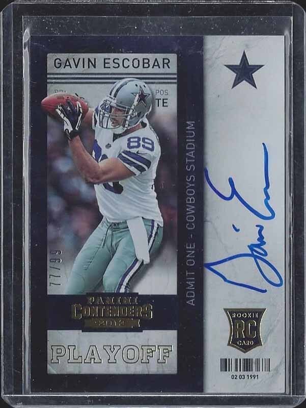 GAVIN ESCOBAR 2013 CONTENDERS PLAYOFF TICKET ROOKIE VARIATION ONCARD AUTO RC /99