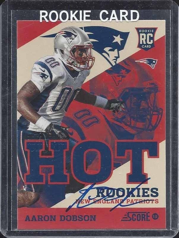 AARON DOBSON 2013 SCORE HOT ROOKIES ON CARD PATRIOTS ROOKIE AUTO RC #D 30/35