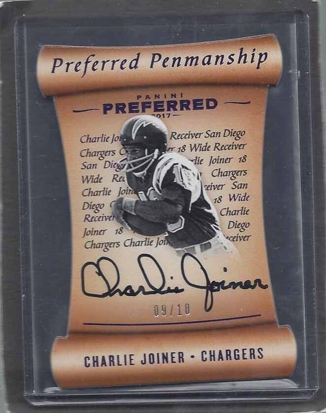CHARLIE JOINER 2017 PANINI PREFERRED PENMANSHIP DIE CUT CHARGERS AUTO RC #D 9/10