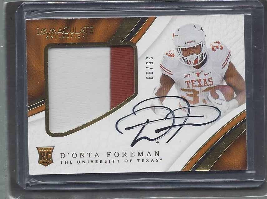 D'ONTA FOREMAN 2017 PANINI IMMACULATE COLLECTION 2 COLOR PATCH AUTO RC #D 35/99