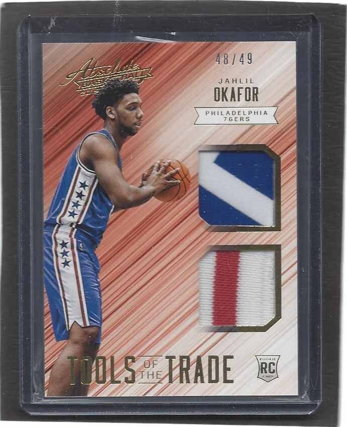 JAHLIL OKAFOR 2015-16 ABSOLUTE TOOLS OF THE TRADE DUAL 3 COLOR PATCH RC #D 48/49