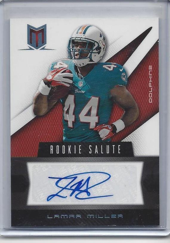 LAMAR MILLER 2012 PANINI MOMENTUM ROOKIE SALUTE PLATINUM AUTO RC #D 22/25