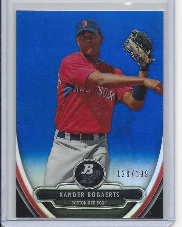 XANDER BOGAERTS 2013 BOWMAN PLATINUM PROSPECTS RED SOX BLUE REFRACTOR #D 128/199