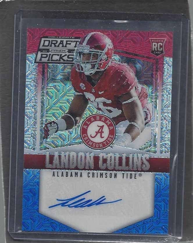 LANDON COLLINS 2015 PANINI PRIZM DRAFT PICKS RED WHITE BLUE MOJO AUTO RC 10/25