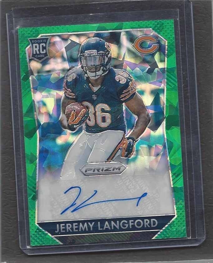 JEREMY LANGFORD 2015 PANINI PRIZM GREEN CRYSTALS PRIZMS ROOKIE AUTO RC #D /50