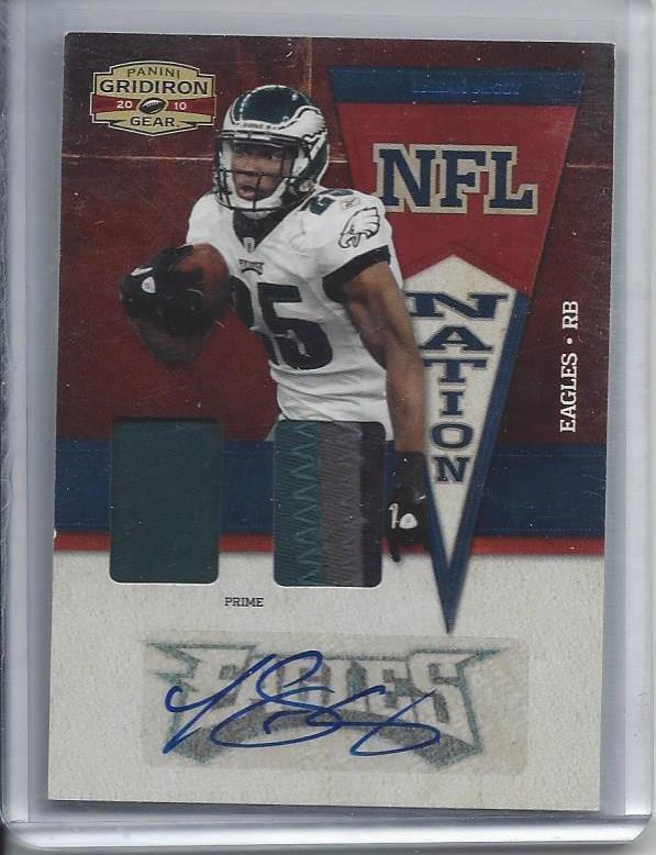 LESEAN MCCOY 2010 GRIDIRON GEAR NFL NATION DUAL 3 COLOR PATCH AUTO TRUE #D 1/1