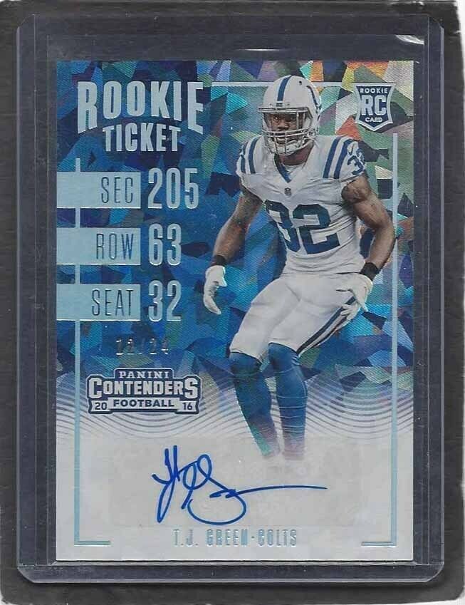T.J. GREEN 2016 CONTENDERS COLTS CRACKED ICE ROOKIE AUTO RC #D /24