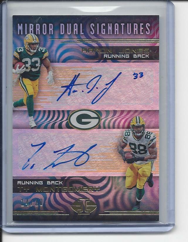 AARON JONES TY MONTGOMERY 2018 ILLUSIONS MIRROR DUAL PACKERS AUTO RC #D 14/20