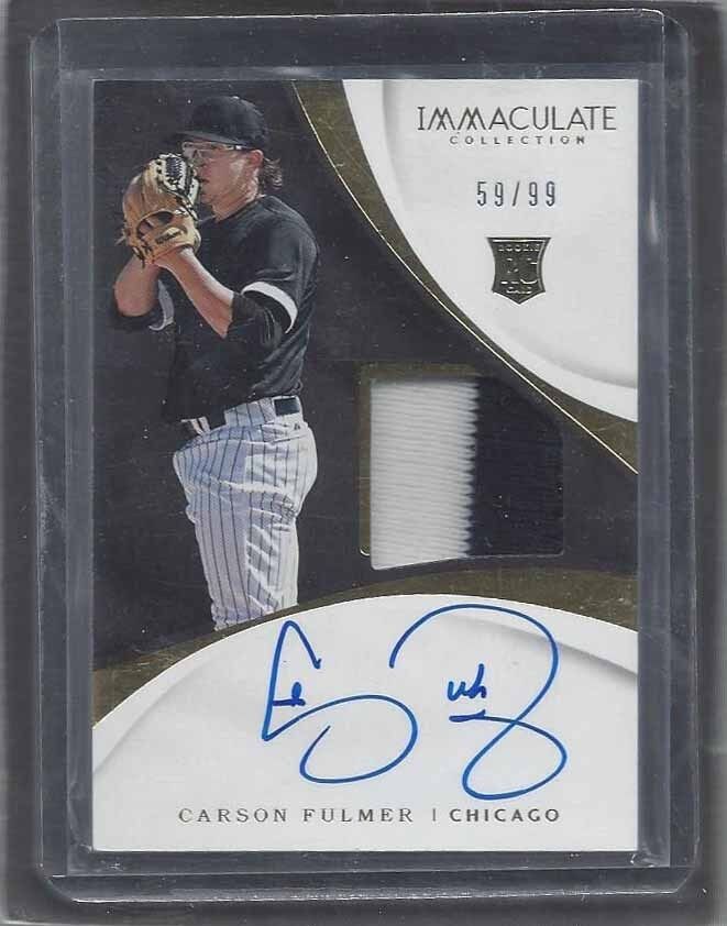 CARSON FULMER 2017 IMMACULATE RPA 2 COLOR PATCH ON CARD AUTO RC #D 59/99