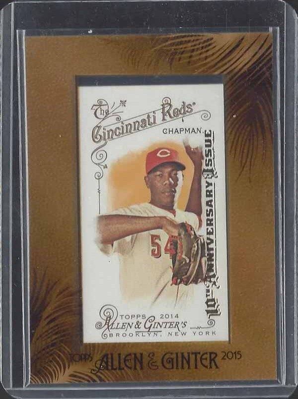 AROLDIS CHAPMAN 2014 TOPPS ALLEN & GINTER 10TH ANNIVERSARY ISSUE GOLD FRAMED