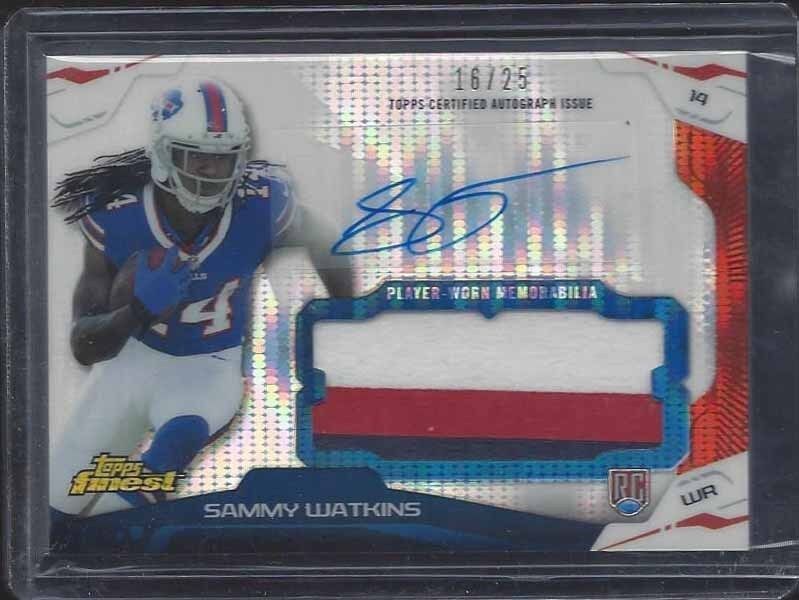 SAMMY WATKINS 2014 FINEST PULSAR REFRACTOR RPA 3 COLOR PATCH AUTO RC #D 16/25