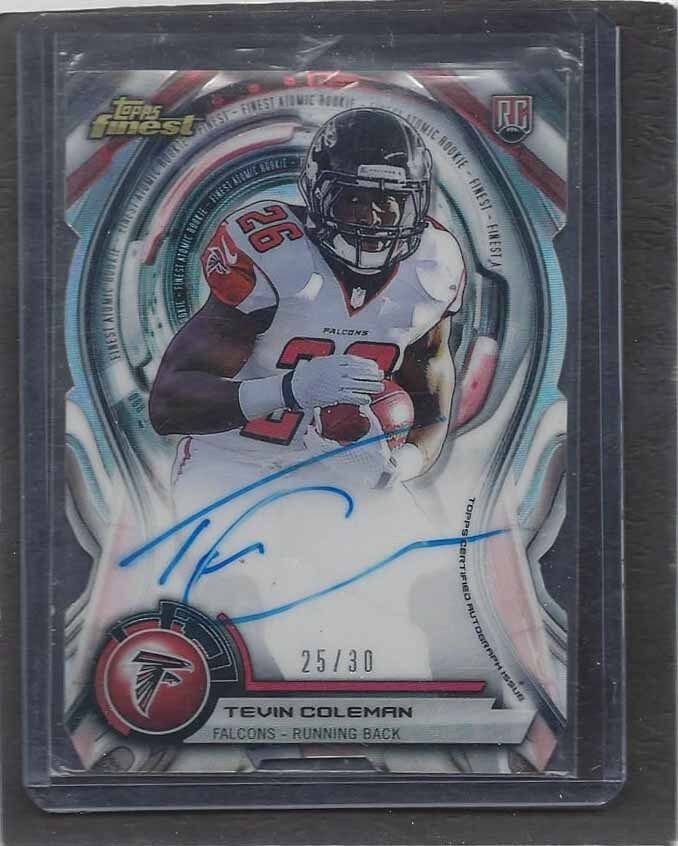 TEVIN COLEMAN 2015 TOPPS FINEST ATOMIC REFRACTOR DIE CUT ON CARD AUTO RC #D /30