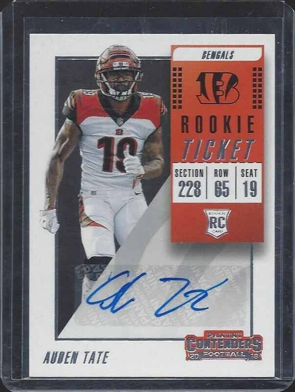 AUDEN TATE 2018 PANINI CONTENDERS BENGALS ROOKIE TICKET TRUE RC AUTO #196