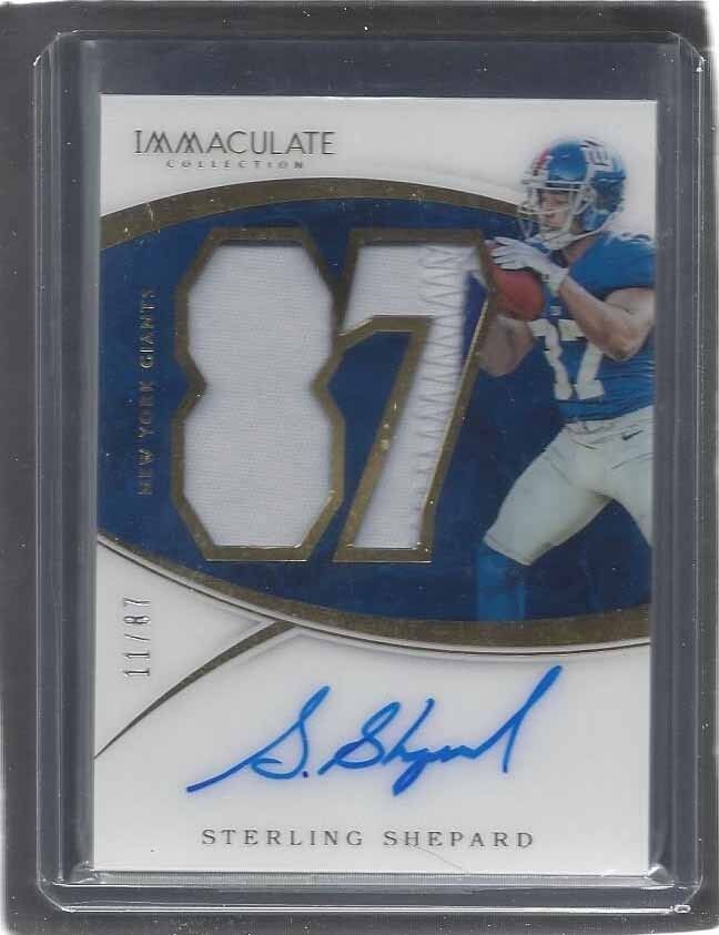 STERLING SHEPARD 2016 IMMACULATE ACETATE JERSEY NUMBER PATCH ON CARD AUTO RC /87