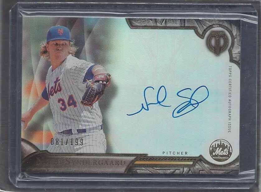 NOAH SYNDERGAARD 2016 TOPPS TRIBUTE METS ON CARD AUTO #D 81/199