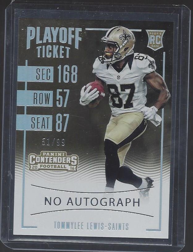 TOMMYLEE LEWIS 2016 PANINI CONTENDERS SAINTS PLAYOFF TICKET RC #D 51/99