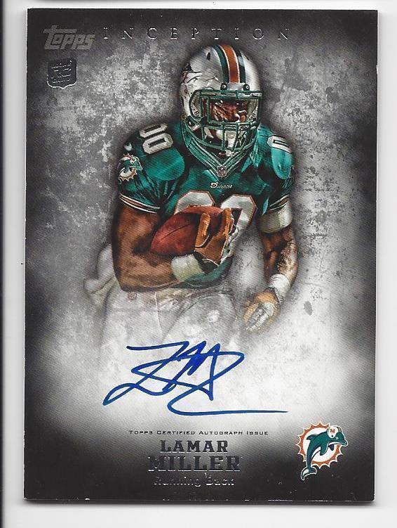 LAMAR MILLER 2012 TOPPS INCEPTION DOLPHINS ON CARD AUTO RC #108