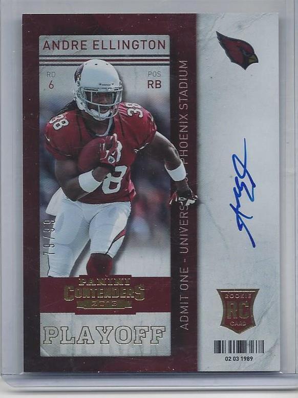 ANDRE ELLINGTON 2013 CONTENDERS CARDINALLS PLAYOFF TICKET FOIL AUTO RC #D 79/99