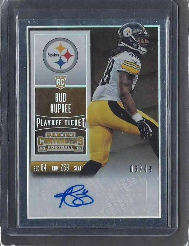 BUD DUPREE 2015 CONTENDERS PLAYOFF TICKET VARIATION STEELERS AUTO RC #D 6/49