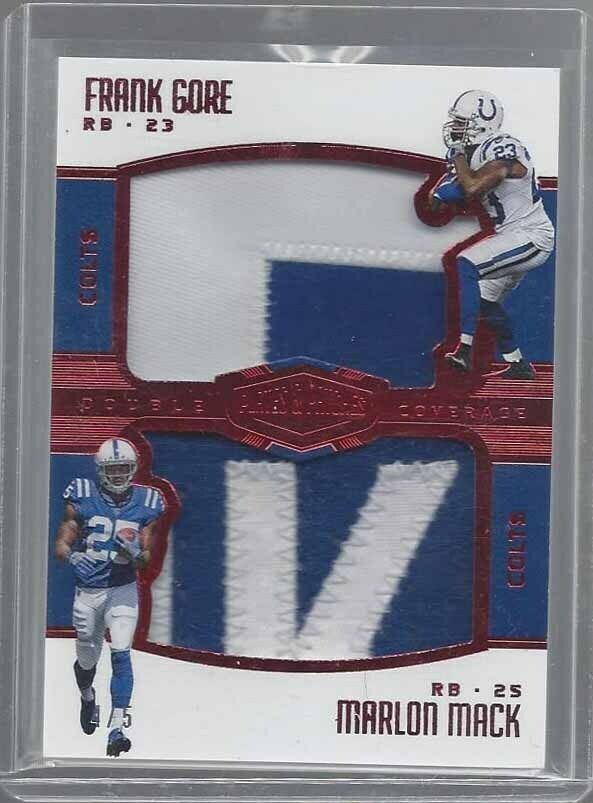 MARLON MACK FRANK GORE 2017 PLATES PATCHES DOUBLE COVERAGE RED PATCH RC #D 4/5