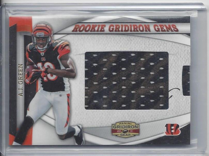 A.J. GREEN 2011 GRIDIRON GEAR GEMS PULLOUT GOLD INK JERSEY AUTO RC #D 57/199