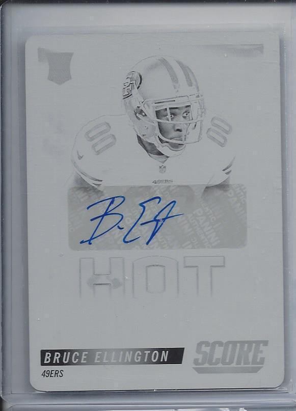 BRUCE ELLINGTON 2014 SCORE HOT ROOKIE BLACK PRINTING PLATE AUTO RC #D 1/1