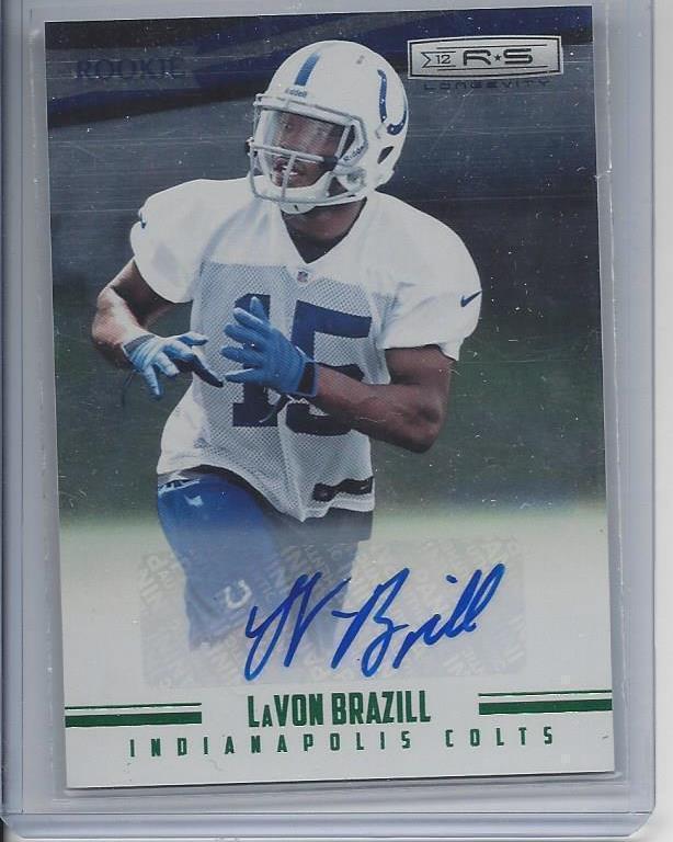 1/1 LAVON BRAZILL 2012 ROOKIES & STARS LONGEVITY AUTO RC #D 15/99 JERSEY NUMBER!