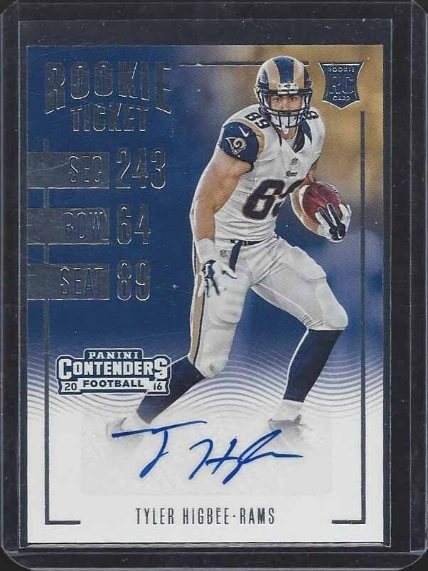 TYLER HIGBEE 2016 PANINI CONTENDERS ROOKIE TICKET RAMS AUTO RC #127