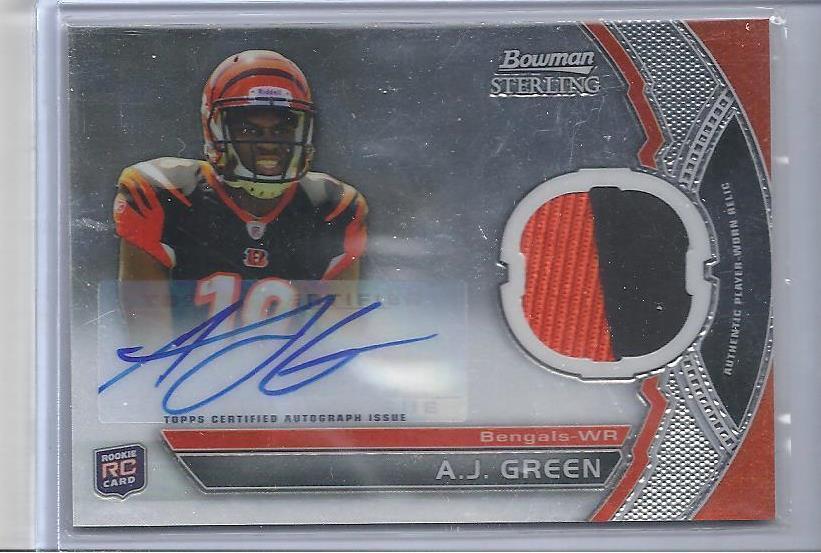 A.J. GREEN 2011 BOWMAN STERLING 2 COLOR BENGALS PATCH AUTO RC