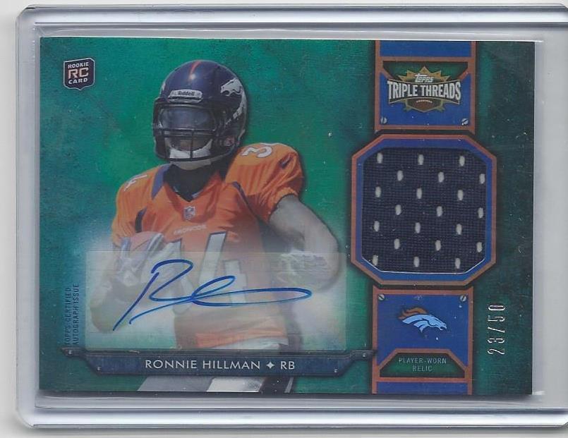1/1 RONNIE HILLMAN 2012 TOPPS TRIPLE THREADS JERSEY AUTO RC #D 23/50 JERSEY NBR!