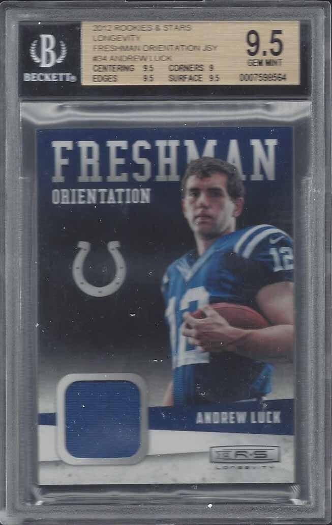 ANDREW LUCK 2012 ROOKIES STARS LONGEVITY FRESHMAN ORIENTATION JERSEY RC BGS 9.5