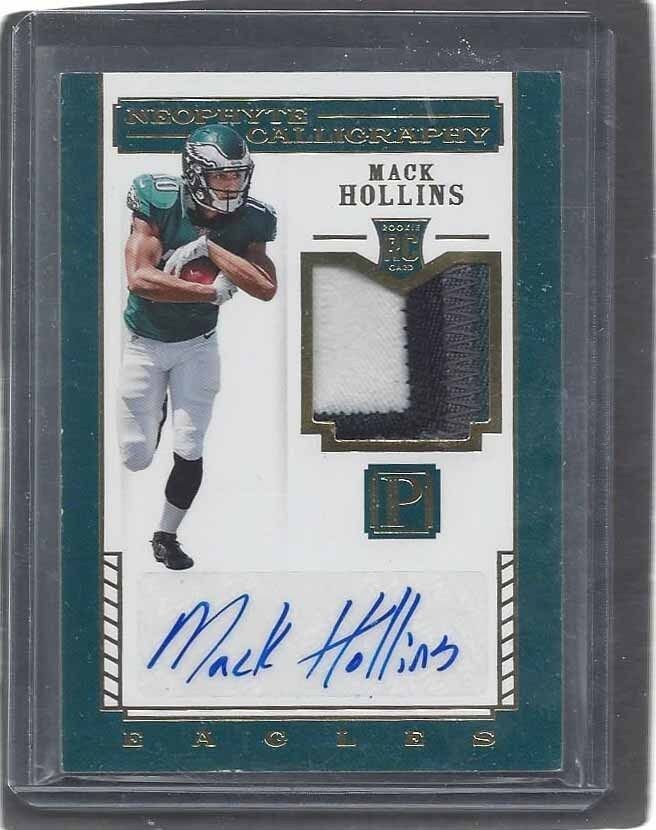 MACK HOLLINS 2017 PANTHEON NEOPHYTE CALLIGRAPHY 4 COLOR ROOKIE PATCH AUTO RC /99