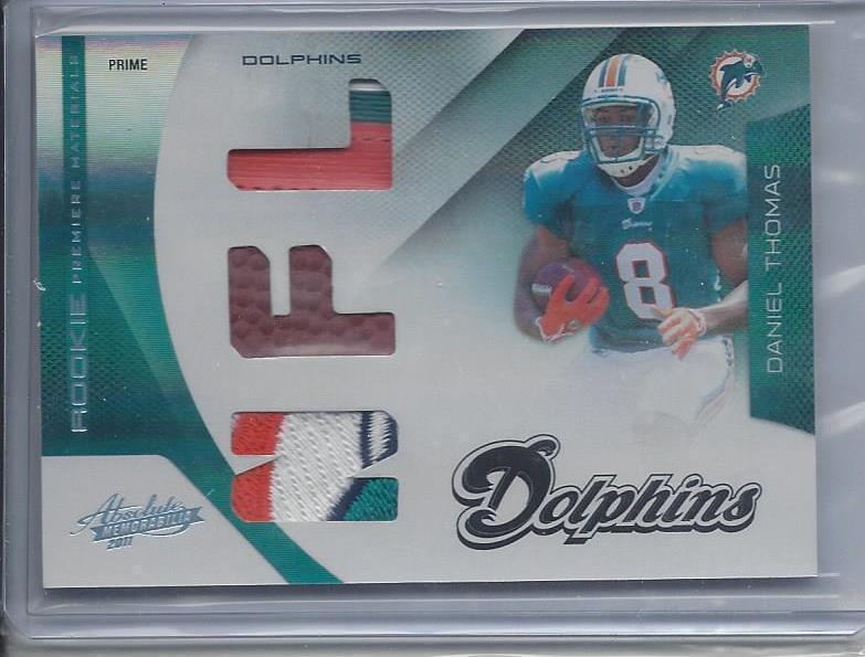 DANIEL THOMAS 2011 ABSOLUTE RPM PRIME TRIPLE 4 COLOR LOGO PATCH RC #D /50