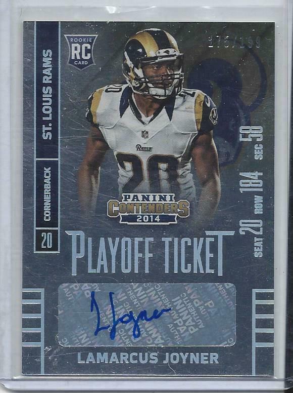 LAMARCUS JOYNER 2014 CONTENDERS PLAYOFF TICKET VARIATION RAMS AUTO RC #D 175/199