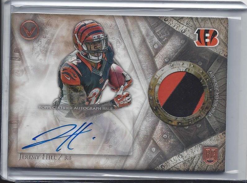 JEREMY HILL 2014 TOPPS VALOR 2 COLOR BENGALS RPA PATCH AUTO RC