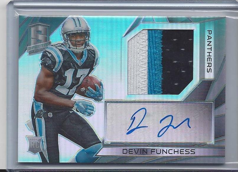 DEVIN FUNCHESS 2015 PANINI SPECTRA PRIZM 3 COLOR PANTHERS PATCH AUTO RC #D 68/99