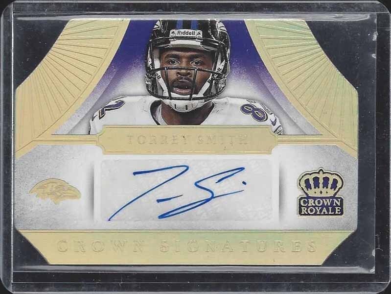 TORREY SMITH 2014 CROWN ROYALE SIGNATURES GOLD DIE CUT AUTO #D 6/10