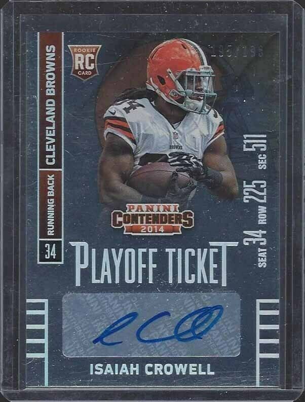 ISAIAH CROWELL 2014 CONTENDERS PLAYOFF TICKET VARIATION AUTO RC #D 195/199