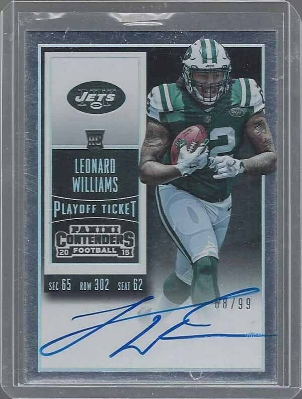 LEONARD WILLIAMS 2015 CONTENDERS PLAYOFF TICKET VARIATION AUTO RC #D 68/99