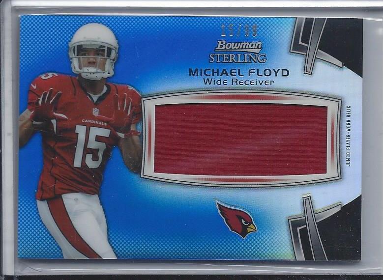 1/1 MICHAEL FLOYD 2012 BOWMAN STERLING BLUE REFRACTOR JERSEY RC #D 15/99 JSY #15