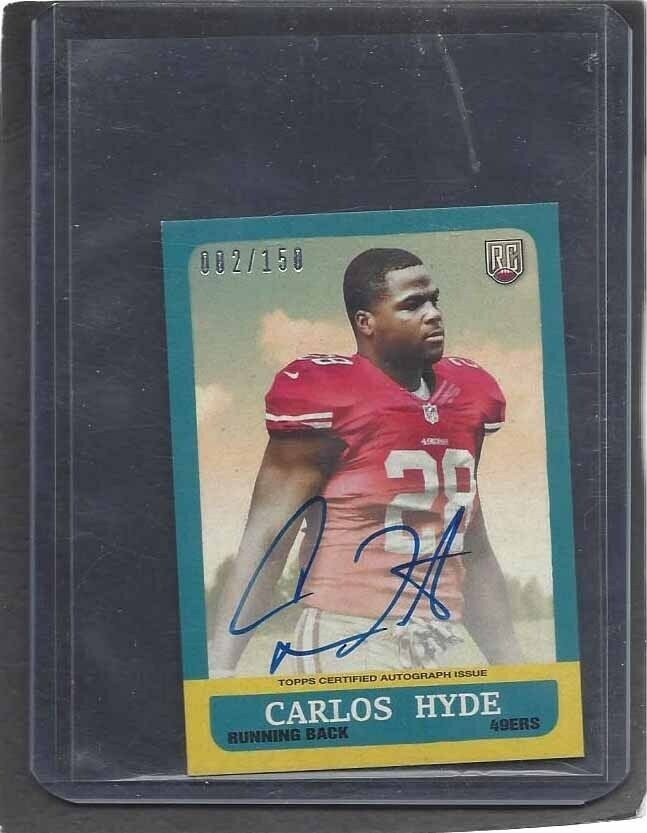 CARLOS HYDE 2014 TOPPS MINI ON CARD ROOKIE AUTO RC #D 2/150