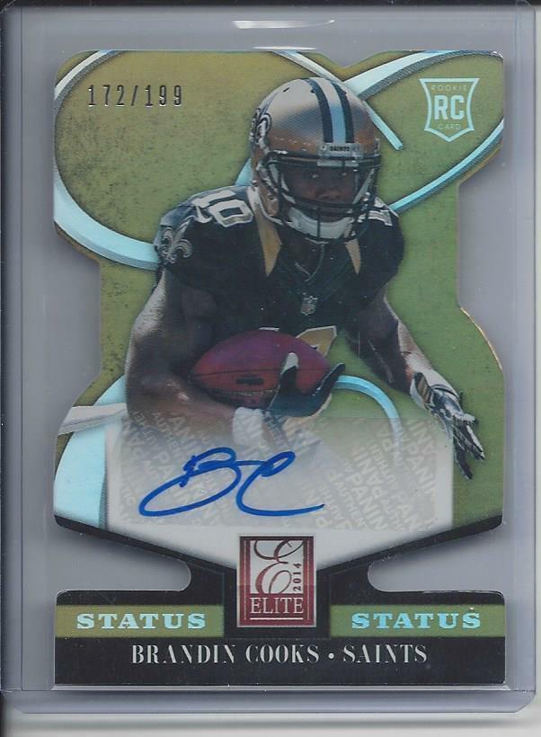 BRANDIN COOKS 2014 ELITE STATUS SAINTS GOLD DIE CUT AUTO RC #D 172/199