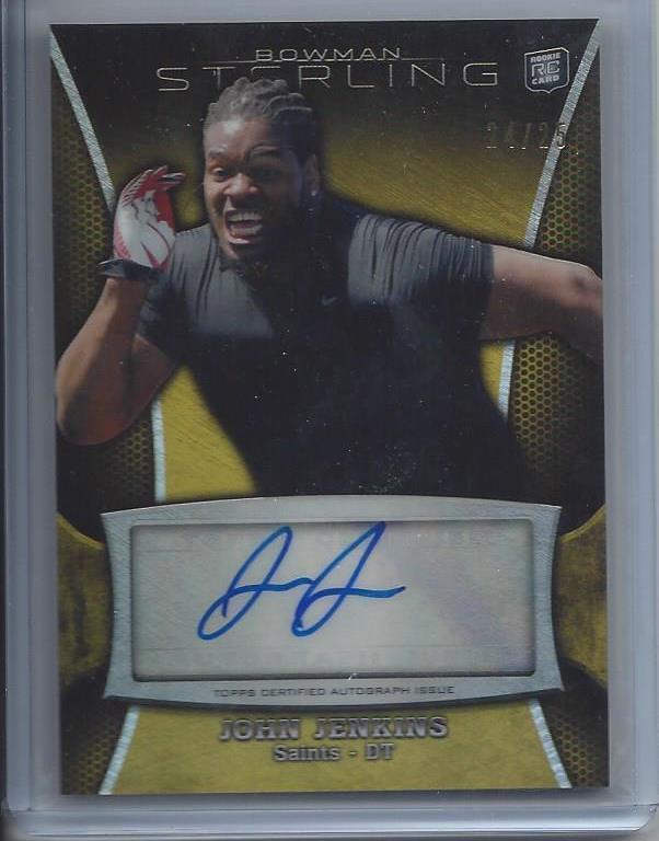 JOHN JENKINS 2013 BOWMAN STERLING GOLD REFRACTOR SAINTS AUTO RC #D 24/25