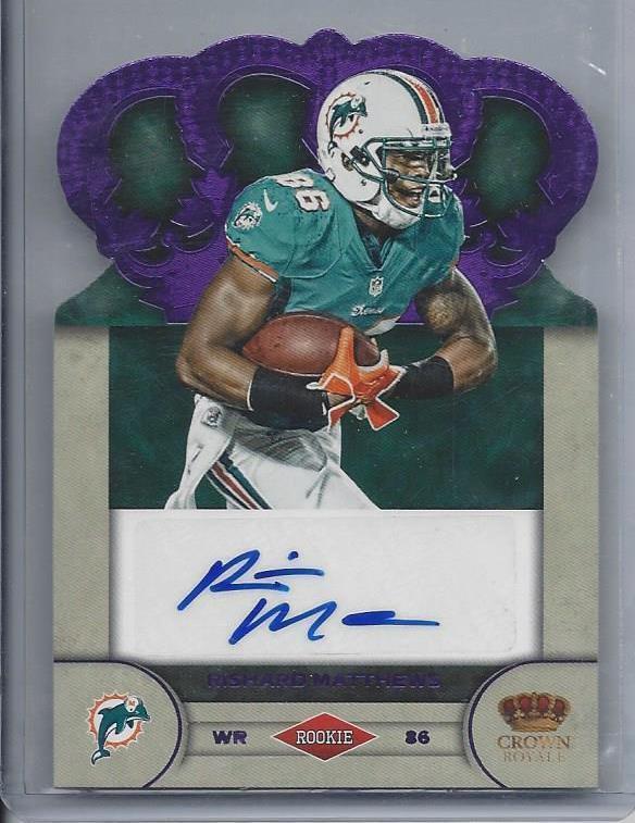 RISHARD MATTHEWS 2012 CROWN ROYALE PURPLE DIE CUT ROOKIE AUTO RC #D 23/25