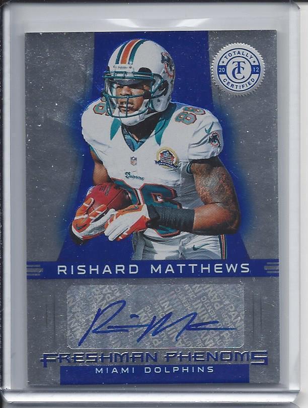 RISHARD MATTHEWS 2012 TOTALLY CERTIFIED BLUE DOLPHINS ROOKIE AUTO RC #D /99