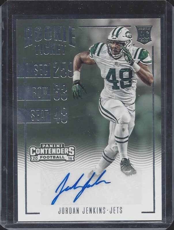 JORDAN JENKINS 2016 PANINI CONTENDERS JETS ROOKIE TICKET TRUE RC AUTO #184